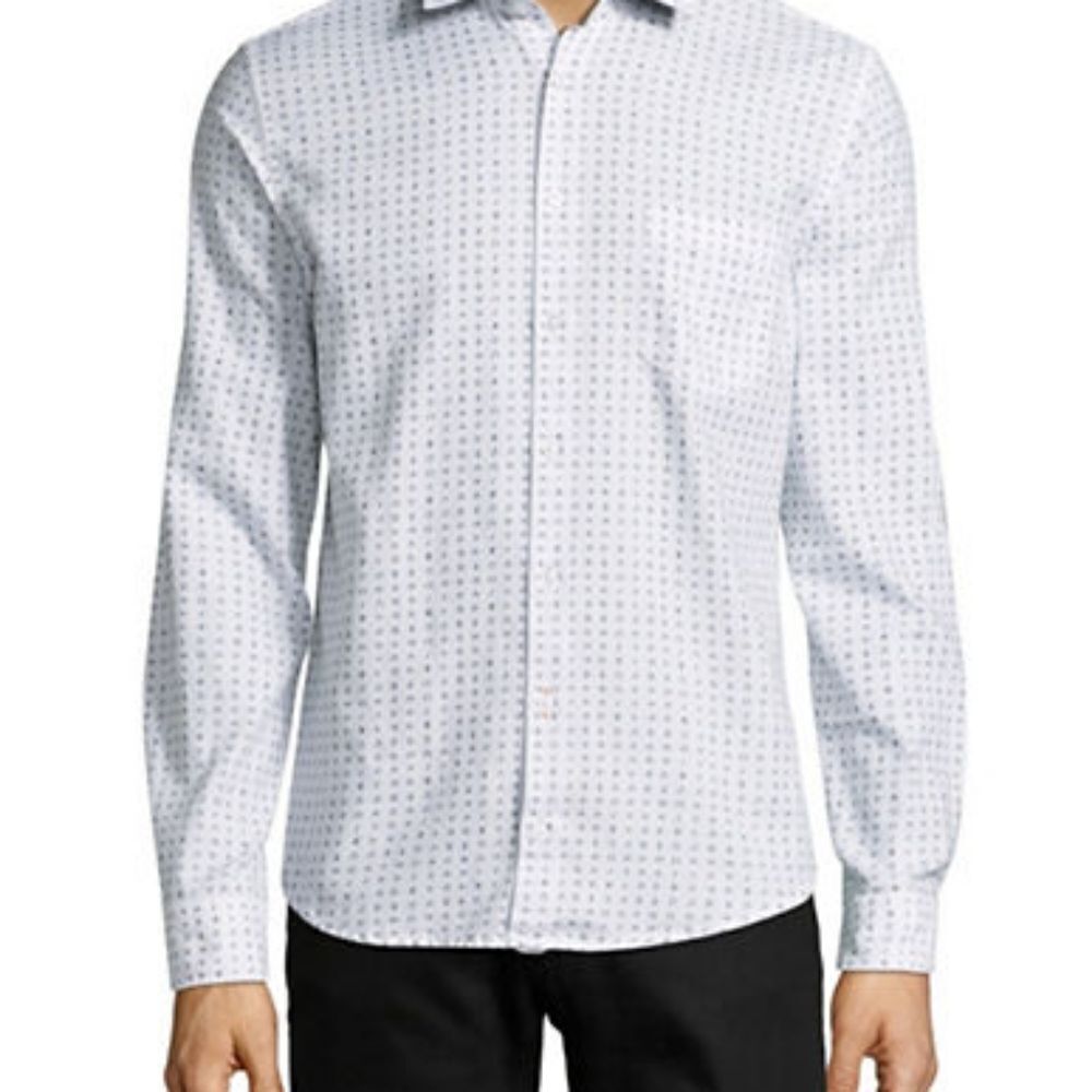 Boss Orange Epop Printed Textured Shirt-WHITE-Medium